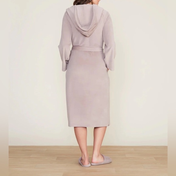 Barefoot Dreams Luxechic Hooded Robe - M/L - taupe luxury soft unisex cozy - Picture 3 of 14